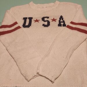Grayson Threads Cream and Red USA Sweater